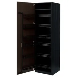IKEA METOD(394.721.31) висока шафа з висувною коморою, чорний/Sinarp коричневий