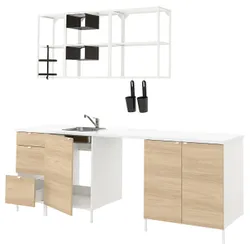 IKEA ENHET (293.378.03) кухня, білий / імітація дуб