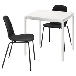 IKEA MELLTORP / LIDÅS(295.090.45) стол и 2 стула, белый белый/черный черный