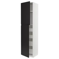 IKEA METOD / MAXIMERA(294.930.25) висока шафа на 2 двері/4 ящика, білий/Upplöv матовий антрацит