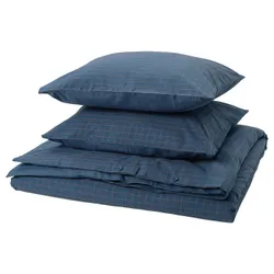 IKEA DOFTAKLEJA(706.005.79) одеяло и 2 подушки, Яновный синий/светло -коричневый