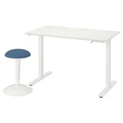 IKEA TROTTEN / NILSERIK(995.014.23) сидячий/стоячий табурет, белый/темно-синий
