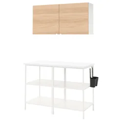 IKEA ENHET(293.315.61) поєднання настінного зберігання, білий/імітація дуб