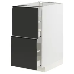 IKEA METOD / MAXIMERA(494.935.95) напольный шкаф с 2 фасадами/2 высокими ящиками, белый/Upplöv матовый антрацит