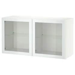 IKEA BESTÅ(094.892.32) сочетание навесных шкафов, белый/Glassvik прозрачное стекло