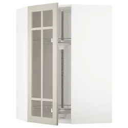 IKEA METOD(194.079.81) нижня дверцята з каруселлю / скляні двері, білий/Stensund beige