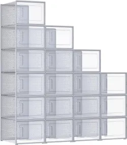 SONGMICS LSP007G18 Взуттєві коробки, вкладні органайзери для взуття, кросівок, складані та універсальні, 18 шт., розмір 46,5,