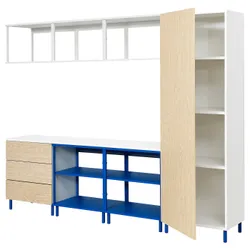 IKEA PLATSA(895.229.06) открытая комбинация 1 дверца/3 ящика, белый Kalbåden/синий