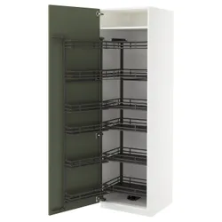 IKEA METOD(795.173.97) Высокий шкаф с выдвижной кладовой, Biały/Axstad Greya -green