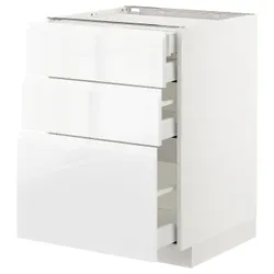 IKEA METOD / MAXIMERA(192.542.85) сз стж 3пр/2н/ср/в сзу, белый/Воксторп глянцевый/белый