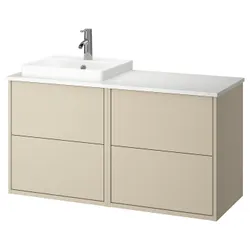 IKEA HAVBÄCK / ORRSJÖN(695.285.27) шафа для умивальника/умивальник/змішувач, імітація бежевого/білого мармуру