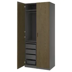 IKEA PAX / TONSTAD(095.489.05) Комбинация гардероба, темно -серый/коричневый виновик дубового шпона