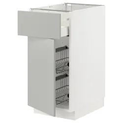 IKEA METOD / MAXIMERA(595.389.42) напольный шкаф/дверная корзина/ящик/дверь, белый/Хавсторп светло-серый