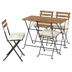 IKEA TÄRNÖ(495.753.60) Таблица+4 стула, снаружи, Черное/светло -коричневое складывание/складное пятно