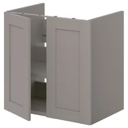 IKEA ENHET(093.224.16) умывальник с пол/дверью, серая / серая рамка