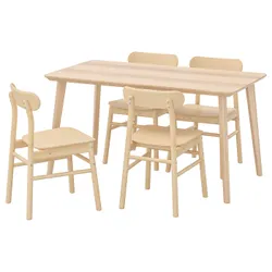 IKEA LISABO / RÖNNINGE(392.971.18) стол и 4 стула, ясень / березовый шпон