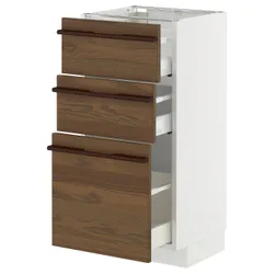 IKEA METOD / MAXIMERA(195.746.54) Шкаф, стоящий с 3 ящиками, Белый/стенста темно -коричневый пепельный шпон