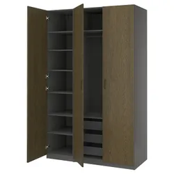 IKEA PAX / TONSTAD(295.667.43) Комбинация гардероба, темно -серый/коричневый виновик дубового шпона