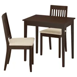 IKEA NÄSINGE / NÄSINGE(495.969.99) Стіл та 2 стільці, Темно -коричневий забарвлений буковим шпоном/темно -коричневим світлом бежевого корпусу