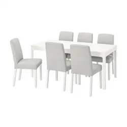 IKEA EKEDALEN / BERGMUND(894.082.32) стол и 6 стульев, белый/оррста светло-серый/белый