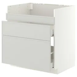 IKEA METOD / MAXIMERA(996.059.01) ХАВСЕН шкаф под раковину/3 дверцы/2 ящика, белый/Аспудден светло-серый