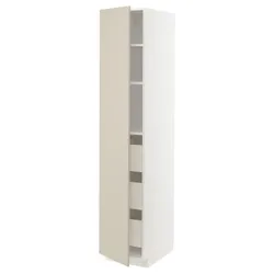 IKEA METOD / MAXIMERA(994.267.49) висока шафа з ящиками, білий/Havstorp бежевий
