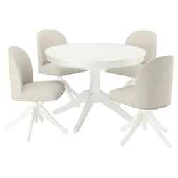 IKEA ROSENTORP / ROSENTORP(396.101.42) Стіл та 4 стільці, Білий/Білий Світло бежевий корпус