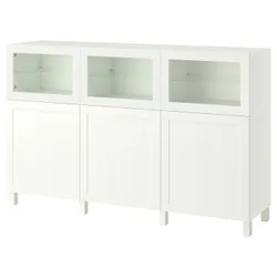 IKEA BESTÅ(995.977.84) Комбинация с дверями, Белый/Пипмакаре белый