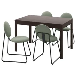 IKEA EKEDALEN / MÅNHULT(195.059.29) стол и 4 стула, темно-коричневый/Хакебо серо-зеленый