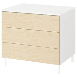 IKEA PLATSA(695.013.11) комод, 3 ящика, белый/Kalbåden яркий эффект сосны