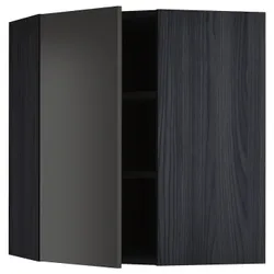 IKEA METOD(894.976.24) кутова навісна шафа з полицями, чорний/матовий антрацит Nickebo