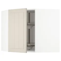 IKEA METOD(194.079.76) кутова навісна шафа з каруселлю, білий/Stensund beige