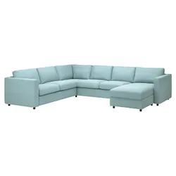 IKEA VIMLE (893.996.90) угловой диван 5o с козеткой, с козеткой / Saxemara голубой
