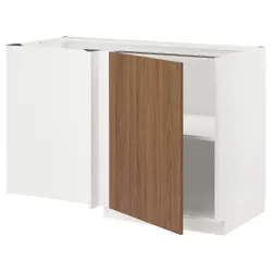 IKEA METOD(995.193.62) кутова шафа з полицею, білий/Тісторп імітація коричневого горіха