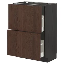 IKEA METOD / MAXIMERA(694.057.53) нижний шкаф с 2 ящиками, черный / синарп коричневый