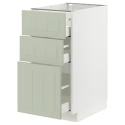 IKEA METOD / MAXIMERA(194.866.76) нижний шкаф с 3 ящиками, белый/Стенсунд светло-зеленый