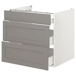 IKEA ENHET(993.209.22) нижня шафа / 3 ящики, біло-сіра рамка