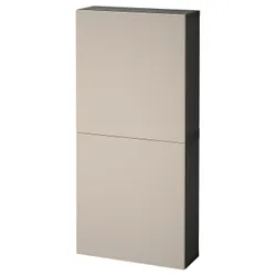 IKEA BESTÅ(994.219.64) навісна шафа / 2 двер, чорно-коричневий / Lappviken світло-сіро-бежевий