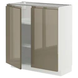 IKEA METOD(695.767.59) STJ Шкаф/полки/2 двери, белый/voxtorp Gloss Dark -Brown