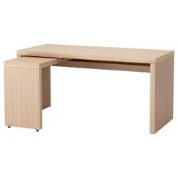 IKEA MALM (503.598.26) Стол с выдвижной панелью, белый