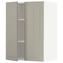 IKEA METOD(494.607.88) навесной шкаф с полками / 2 дверцы, белый / Стенсунд бежевый