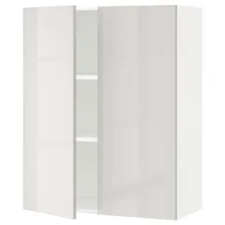 IKEA METOD(494.593.65) навесной шкаф с полками / 2 дверцы, белый / Рингхульт светло-серый