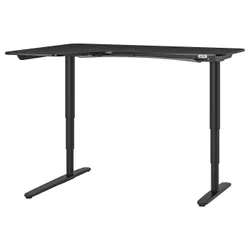 IKEA BEKANT(292.822.64) угловой стол левый / сидеть / стоять, шпон ясеня черный/тонированный в черный цвет