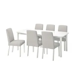 IKEA STRANDTORP / BERGMUND(394.410.93) стол и 6 стульев, белый / орста светло-серый