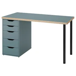 IKEA LAGKAPTEN / ALEX(595.233.80) рабочий стол, серо-бирюзовый/черный
