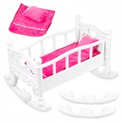 Ліжко Kinderplay для ляльок іграшкове ліжечко лялькове ліжечко біле ліжко для ляльок 2в1 45х35х30 см