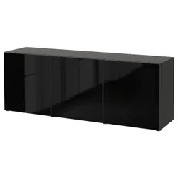 IKEA BESTÅ (293.250.70) поєднання з дверима, чорно-коричневий / Glassvik black / скло тоноване