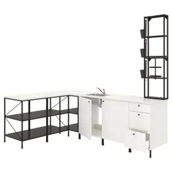 IKEA ENHET (693.382.35) угловая кухня, антрацит / белый