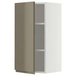IKEA METOD(395.770.72) настінна шафа з полками, білий/Voxtorp Gloss Dark -brown