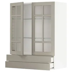 IKEA METOD / MAXIMERA(294.590.31) ш ш 2 скляні дверцята / 2 ящики, білий / Stensund beige